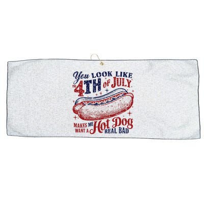 You Look Like The 4th Of July Makes Me Want A Hot Dog Real Bad Large Microfiber Waffle Golf Towel