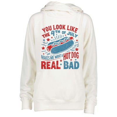 You Look Like The 4th Of July Hot Dog Independence Day Womens Funnel Neck Pullover Hood