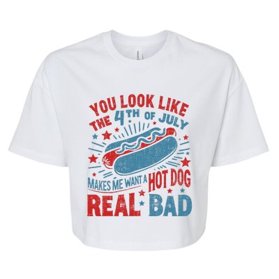 You Look Like The 4th Of July Hot Dog Independence Day Bella+Canvas Jersey Crop Tee