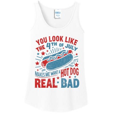 You Look Like The 4th Of July Hot Dog Independence Day Ladies Essential Tank