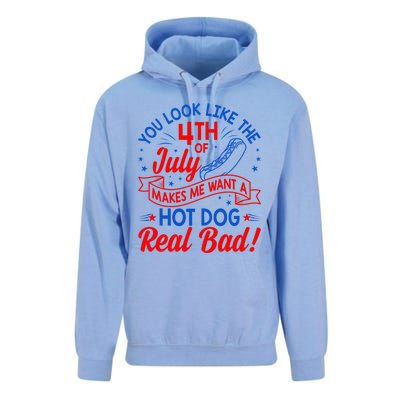 You Look Like 4th Of July Makes Me Want A Hot Dog Real Bad Unisex Surf Hoodie