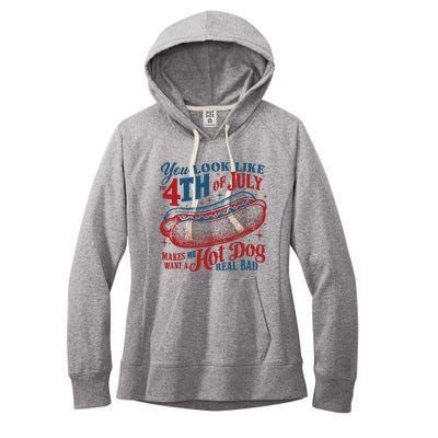 You Look Like The 4th Of July Hot Dog Patriotic Women's Fleece Hoodie