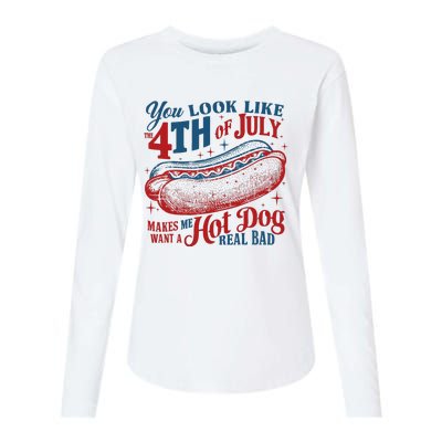 You Look Like The 4th Of July Hot Dog Patriotic Womens Cotton Relaxed Long Sleeve T-Shirt