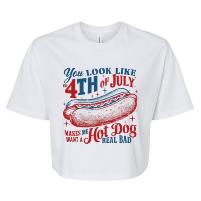 You Look Like The 4th Of July Hot Dog Patriotic Bella+Canvas Jersey Crop Tee