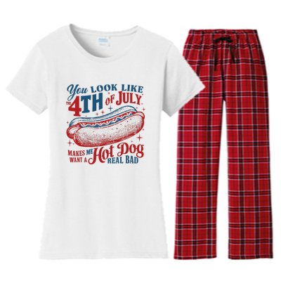 You Look Like The 4th Of July Hot Dog Patriotic Women's Flannel Pajama Set