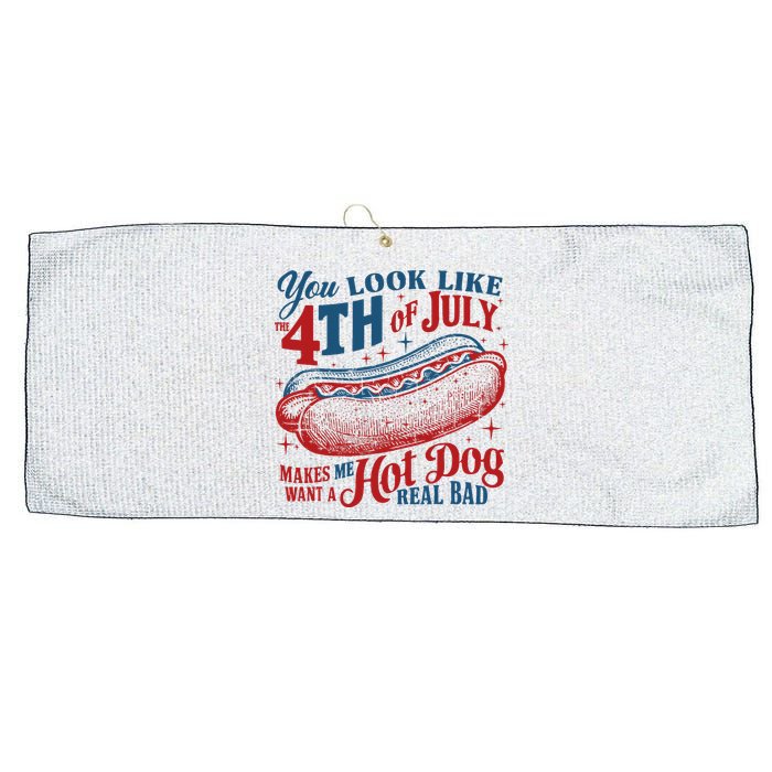 You Look Like The 4th Of July Hot Dog Patriotic Large Microfiber Waffle Golf Towel