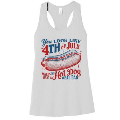 You Look Like The 4th Of July Hot Dog Patriotic Women's Racerback Tank