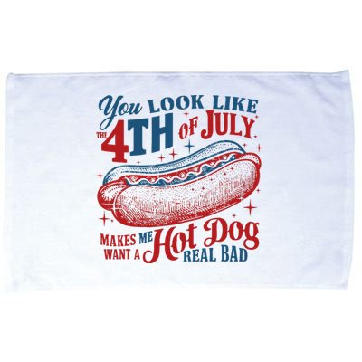 You Look Like The 4th Of July Hot Dog Patriotic Microfiber Hand Towel