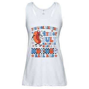 You Look Like 4th Of July Makes Me Want A Hot Dog Real Bad Ladies Essential Flowy Tank