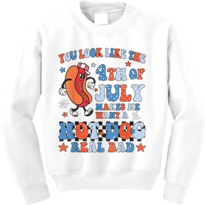 You Look Like 4th Of July Makes Me Want A Hot Dog Real Bad Kids Sweatshirt