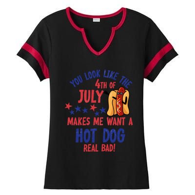 You Look Like 4th Of July Makes Me Want A Hot Dog Real Bad Ladies Halftime Notch Neck Tee