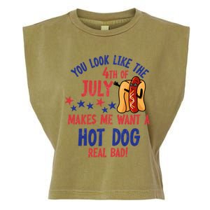 You Look Like 4th Of July Makes Me Want A Hot Dog Real Bad Garment-Dyed Women's Muscle Tee