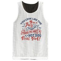 You Look Like The 4th July Makes Me Want A Hot Dog Real Bad Mesh Reversible Basketball Jersey Tank