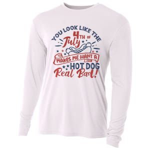 You Look Like The 4th July Makes Me Want A Hot Dog Real Bad Cooling Performance Long Sleeve Crew