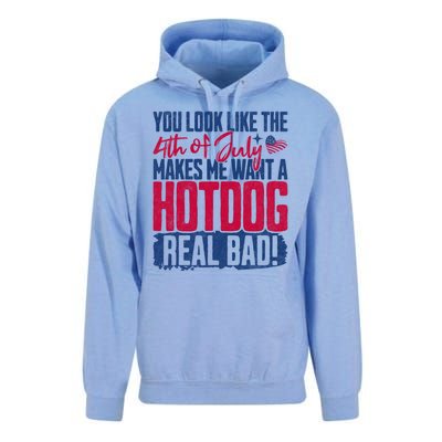 You Look Like 4th Of July Makes Me Want A Hot Dogs Real Bad Unisex Surf Hoodie