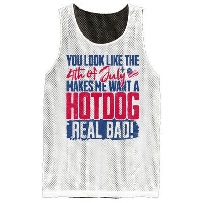 You Look Like 4th Of July Makes Me Want A Hot Dogs Real Bad Mesh Reversible Basketball Jersey Tank