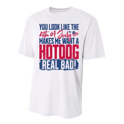 You Look Like 4th Of July Makes Me Want A Hot Dogs Real Bad Performance Sprint T-Shirt