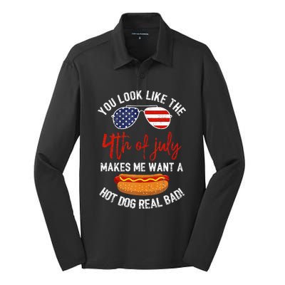 You Look Like The 4th Of July Patriotic Silk Touch Performance Long Sleeve Polo