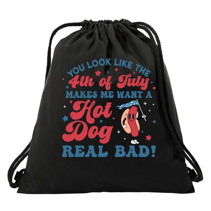 You Look Like The 4th Of July Makes Me Want A Hot Dog Drawstring Bag