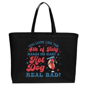 You Look Like The 4th Of July Makes Me Want A Hot Dog Cotton Canvas Jumbo Tote