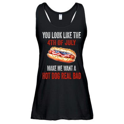 You Look Like 4th Of July Makes Me Want A Hot Dog Real Bad Ladies Essential Flowy Tank