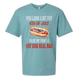 You Look Like 4th Of July Makes Me Want A Hot Dog Real Bad Sueded Cloud Jersey T-Shirt