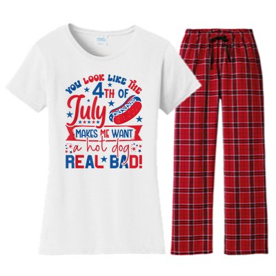 You Look Like The 4th Of July Makes Me Want Hot Dog Real Bad Women's Flannel Pajama Set