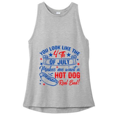 You Look Like The 4th Of July Makes Me Want Hot Dog Real Bad Ladies PosiCharge Tri-Blend Wicking Tank