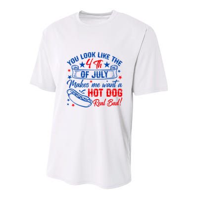 You Look Like The 4th Of July Makes Me Want Hot Dog Real Bad Youth Performance Sprint T-Shirt