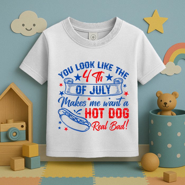 You Look Like The 4th Of July Makes Me Want Hot Dog Real Bad Toddler T-Shirt