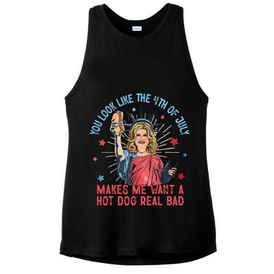 You Look Like 4th Of July Makes Me Want A Hot Dog Real Bad Ladies PosiCharge Tri-Blend Wicking Tank