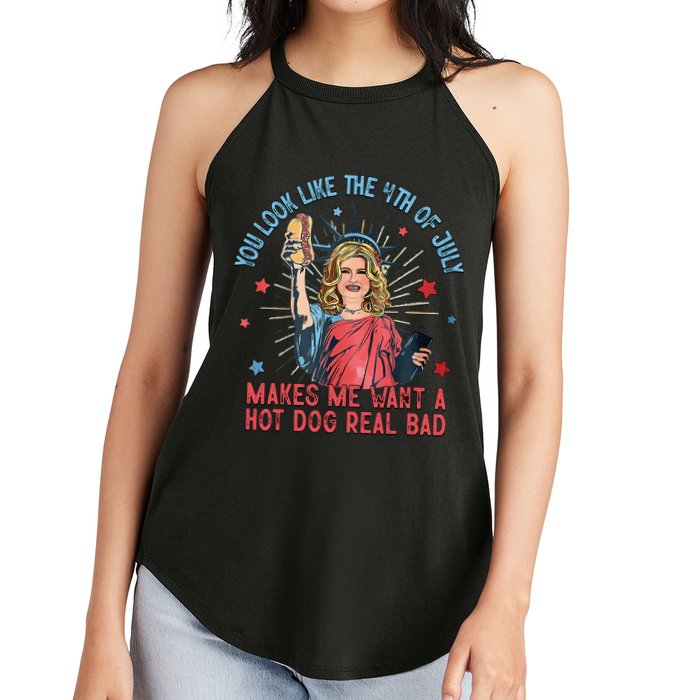 You Look Like 4th Of July Makes Me Want A Hot Dog Real Bad Women's Perfect Tri Rocker Tank