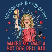 You Look Like 4th Of July Makes Me Want A Hot Dog Real Bad 7-Panel Snapback Hat