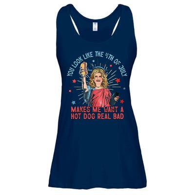 You Look Like 4th Of July Makes Me Want A Hot Dog Real Bad Ladies Essential Flowy Tank