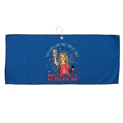 You Look Like 4th Of July Makes Me Want A Hot Dog Real Bad Large Microfiber Waffle Golf Towel