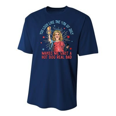 You Look Like 4th Of July Makes Me Want A Hot Dog Real Bad Youth Performance Sprint T-Shirt