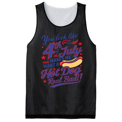 You Look Like 4th Of July Makes Me Want A Hot Dog Real Bad Mesh Reversible Basketball Jersey Tank