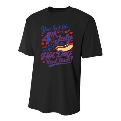 You Look Like 4th Of July Makes Me Want A Hot Dog Real Bad Youth Performance Sprint T-Shirt