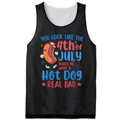 You Look Like The 4th Of July Makes Me Want Hot Dog Real Bad Mesh Reversible Basketball Jersey Tank