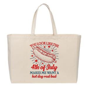 You Look Like The 4th Of July Makes Me Want A Hotdog Real Bad Cotton Canvas Jumbo Tote