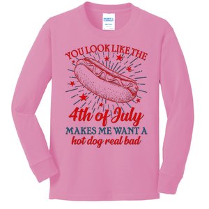 You Look Like The 4th Of July Makes Me Want A Hotdog Real Bad Kids Long Sleeve Shirt