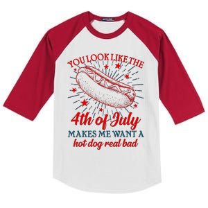 You Look Like The 4th Of July Makes Me Want A Hotdog Real Bad Kids Colorblock Raglan Jersey