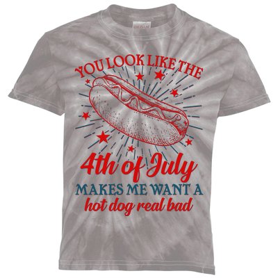 You Look Like The 4th Of July Makes Me Want A Hotdog Real Bad Kids Tie-Dye T-Shirt