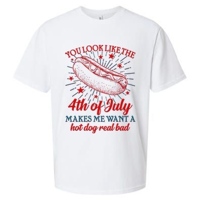 You Look Like The 4th Of July Makes Me Want A Hotdog Real Bad Sueded Cloud Jersey T-Shirt