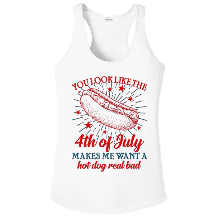 You Look Like The 4th Of July Makes Me Want A Hotdog Real Bad Ladies PosiCharge Competitor Racerback Tank