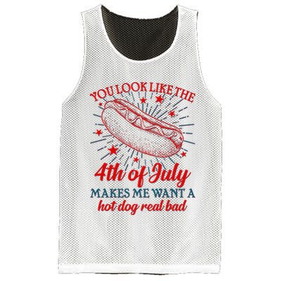 You Look Like The 4th Of July Makes Me Want A Hotdog Real Bad Mesh Reversible Basketball Jersey Tank