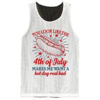 You Look Like The 4th Of July Makes Me Want A Hotdog Real Bad Mesh Reversible Basketball Jersey Tank