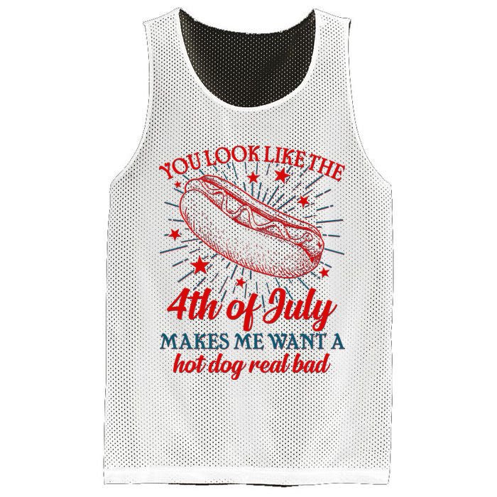 You Look Like The 4th Of July Makes Me Want A Hotdog Real Bad Mesh Reversible Basketball Jersey Tank