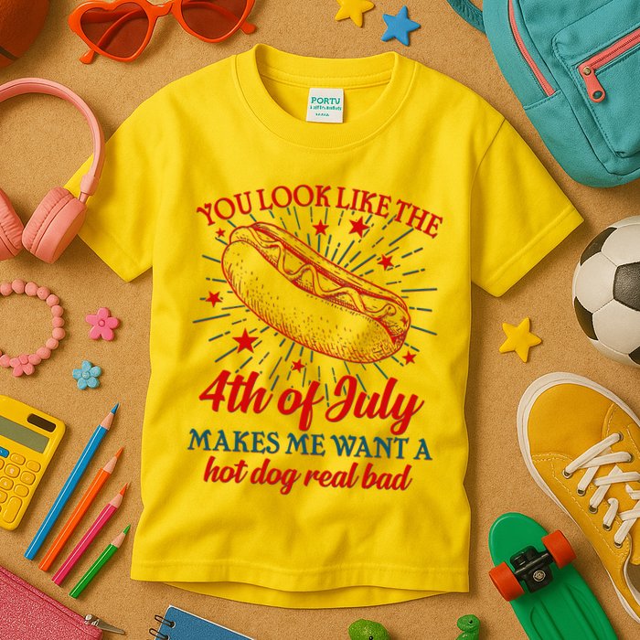 You Look Like The 4th Of July Makes Me Want A Hotdog Real Bad Kids T-Shirt