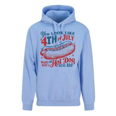 You Look Like The 4th Of July Makes Me Want Hot Dog Real Bad Unisex Surf Hoodie